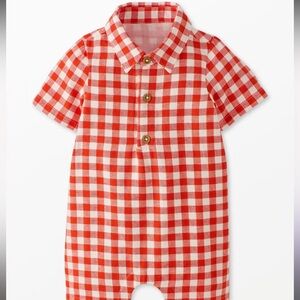Hanna Andersson Baby Red and White Linen Romper NWOT